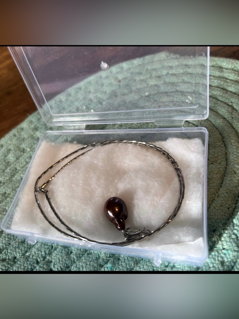 Vintage Necklace with Dark Burgundy Pearl Drop